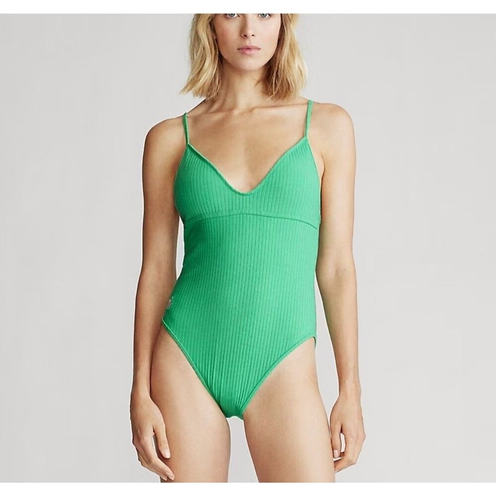 Polo Ralph Lauren‎ Ribbed One Piece Swimsuit Leaf Green Womens XS